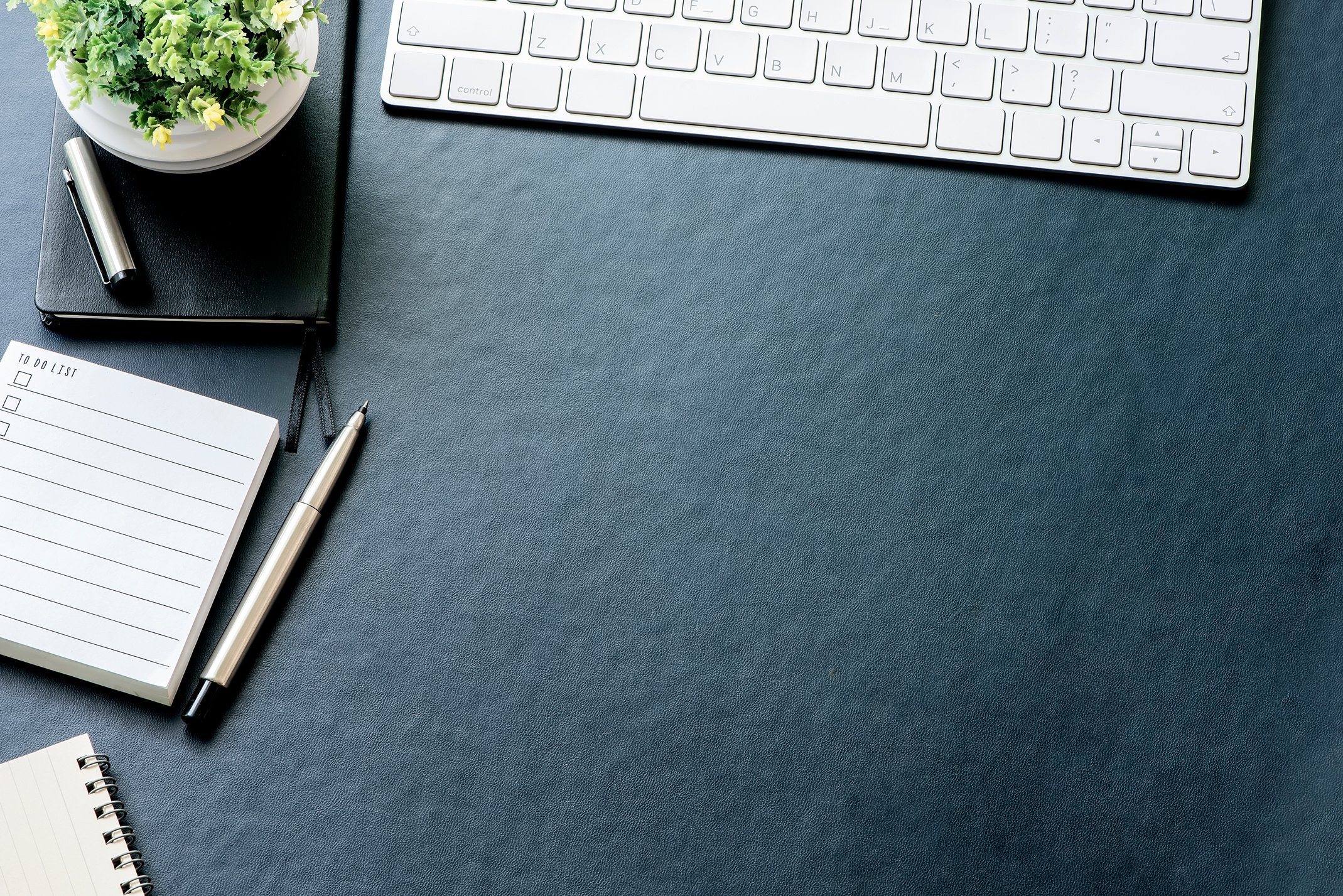 Leather Office Desk Mat with Office Supplies 